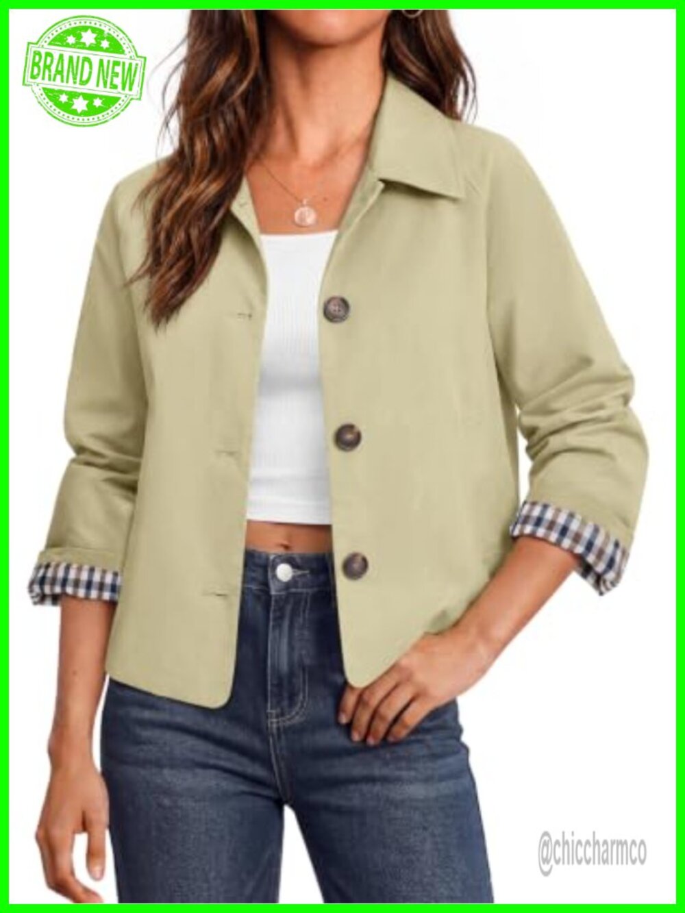 Oversized Lightweight Cropped Trench Coat Casual Jacket